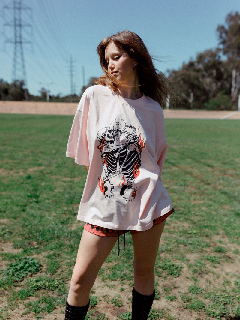 Love Me Till I'm Bones Tee - Washed Pink