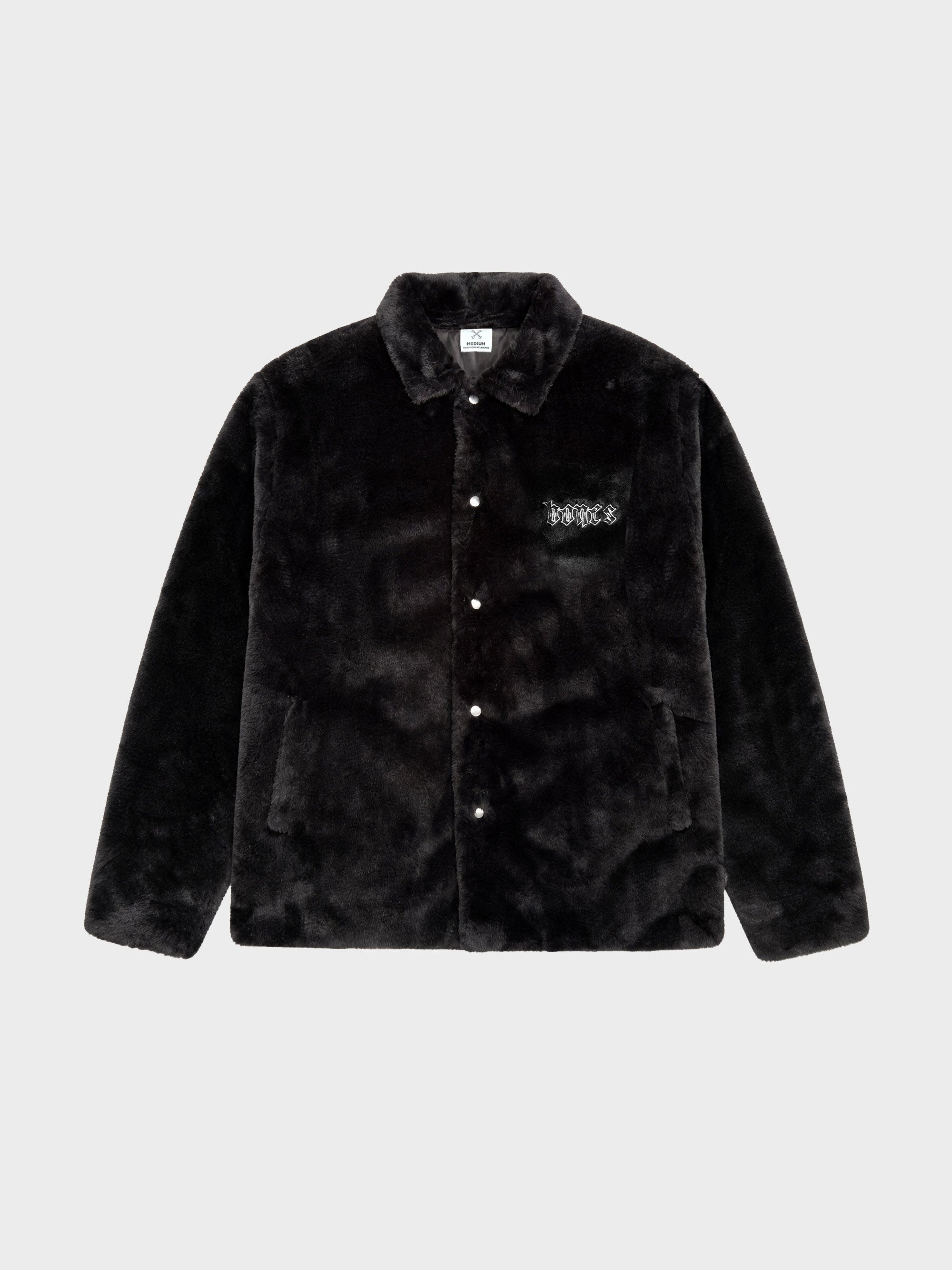 Cherry Skulls Fur Jacket - Black