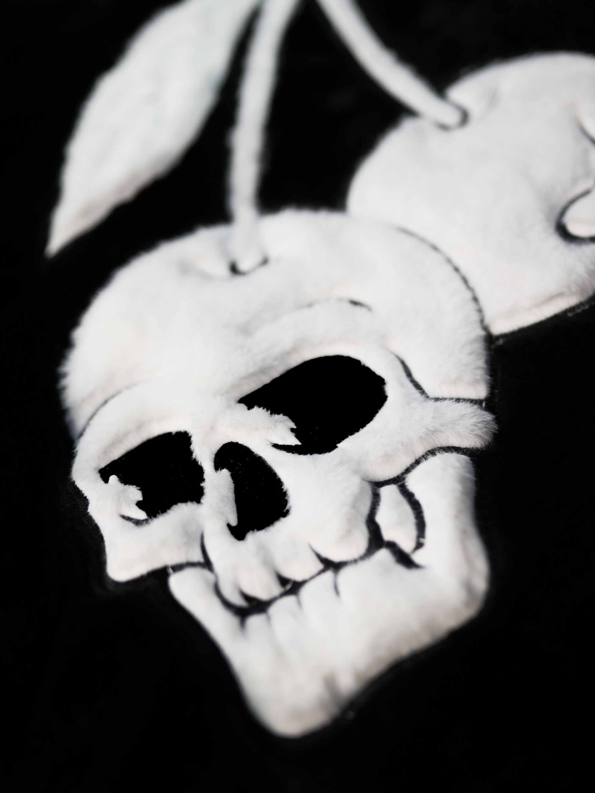 Cherry Skulls Fur Jacket - Black