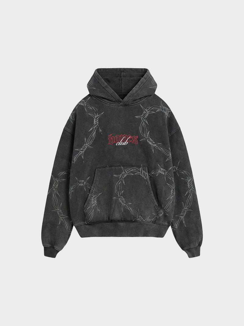 Barbed Heart Hoodie - Vintage Black