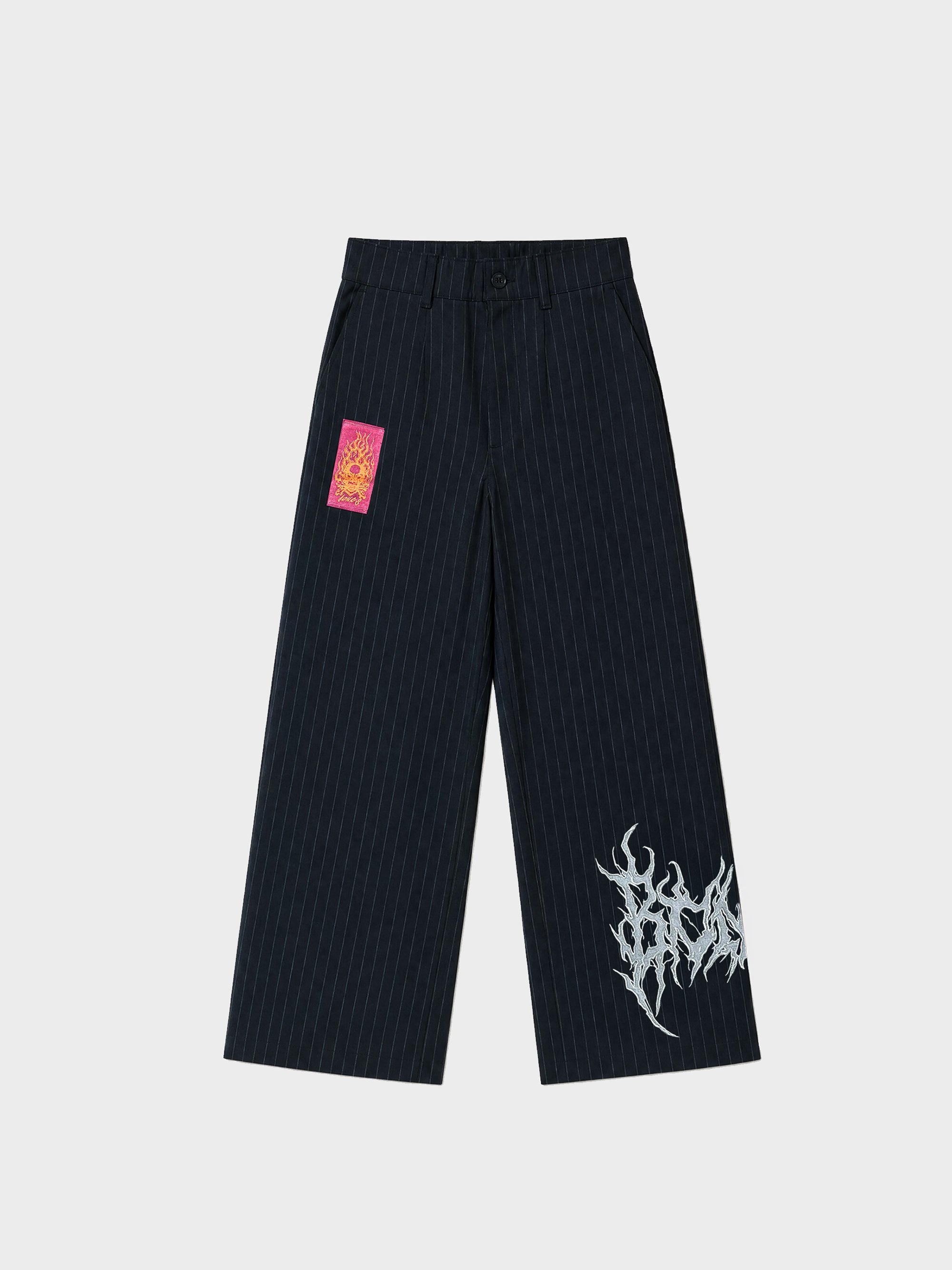 Rocker Pinstriped Pants - Black