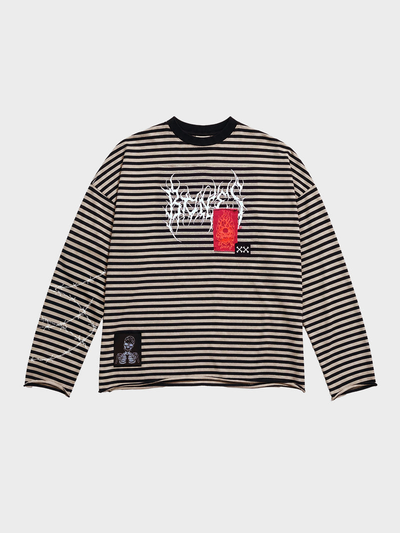 Rocker Longsleeve Patch Tee - Striped