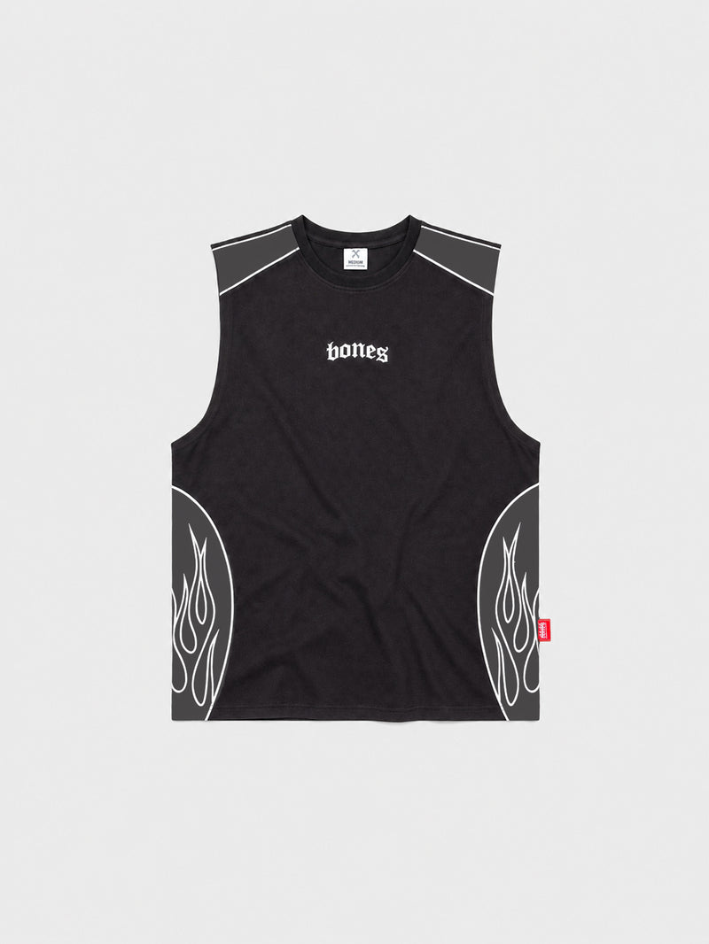 Flamed Muscle Tee - Black