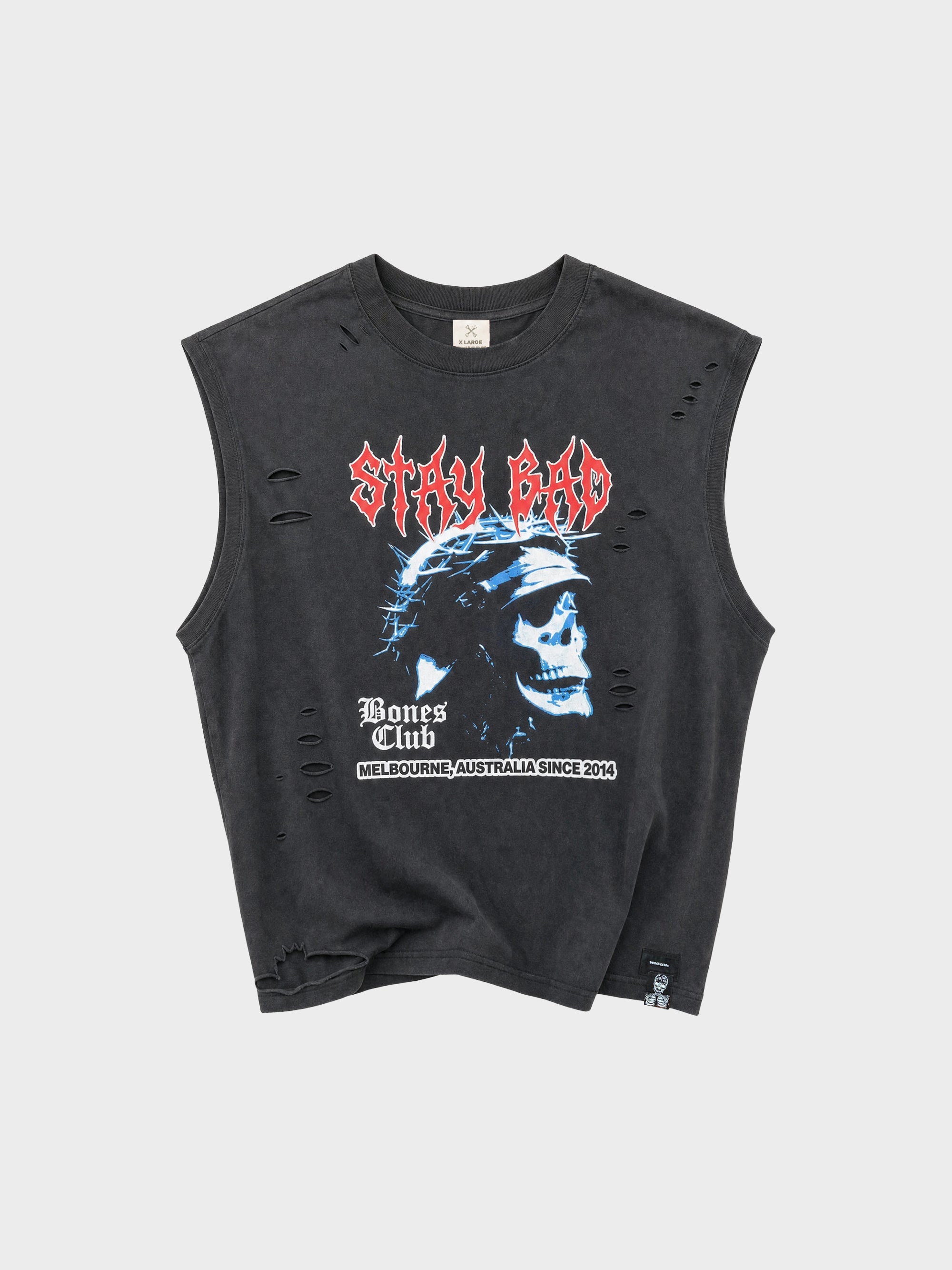 Stay Bad Distressed Tank - Vintage Black