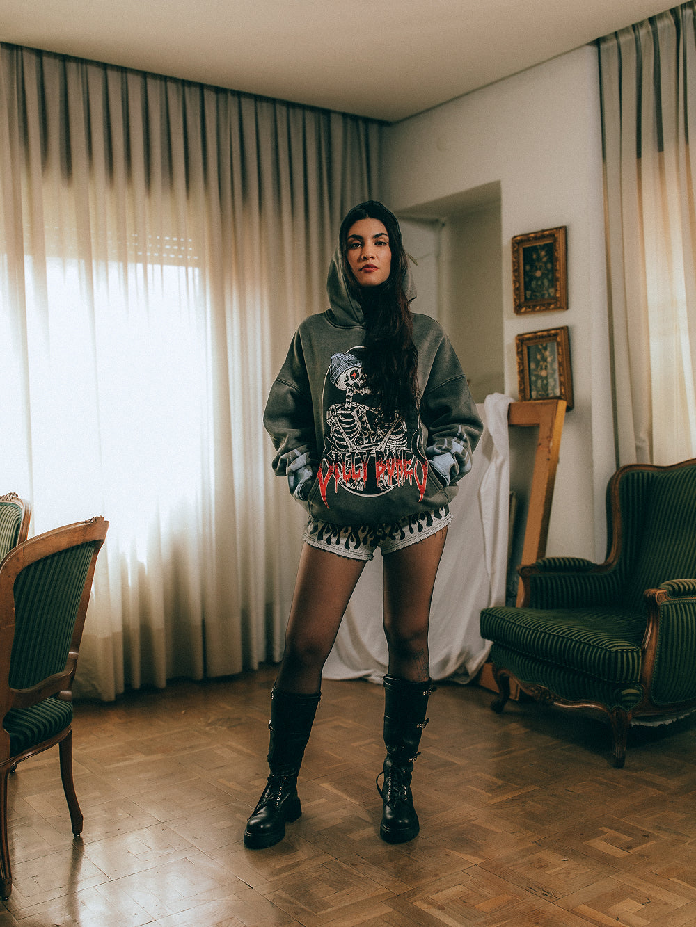 Punk Lover's Hoodie - Washed Black