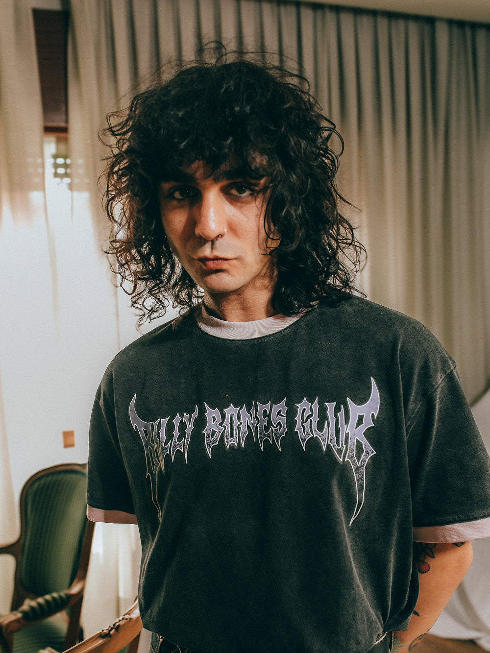 clubZero Ringer Tee - Washed Black/Pink