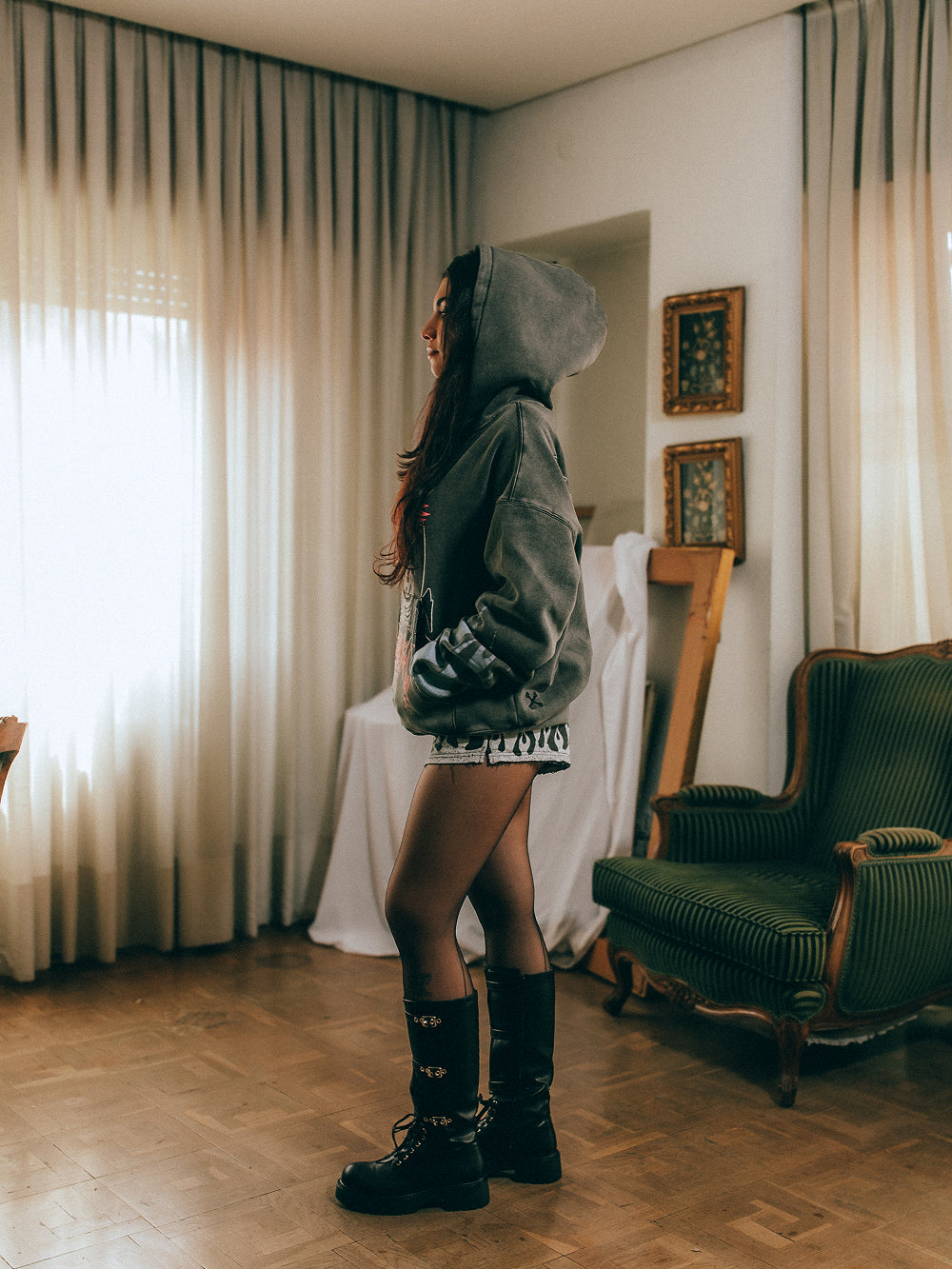 Punk Lover's Hoodie - Washed Black