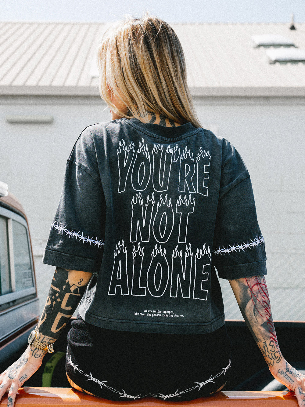 In It Together Cropped Tee - Sunfaded Black